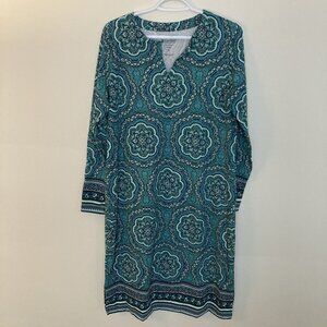 Coolibar Women’s Dress Maxi Paisley Floral Green UPF 50 Size M